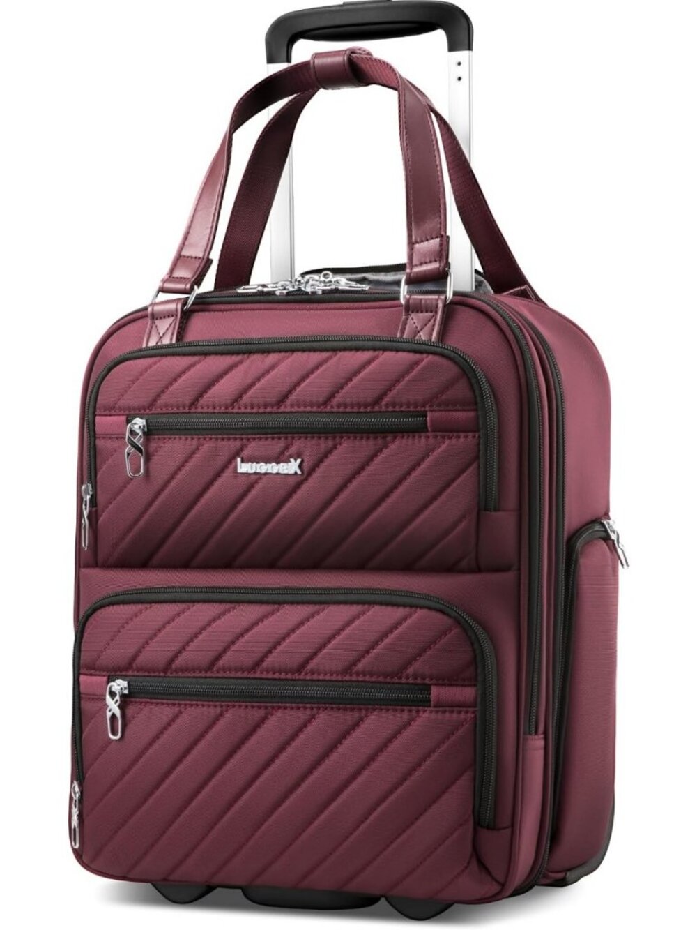 Stylish Burgundy Underseat Carry-On Bag - Compact Travel Tote, 16" Size